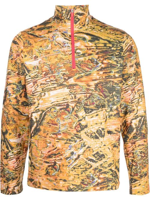 Graphic-print half zip-up sweatshirt - Orange