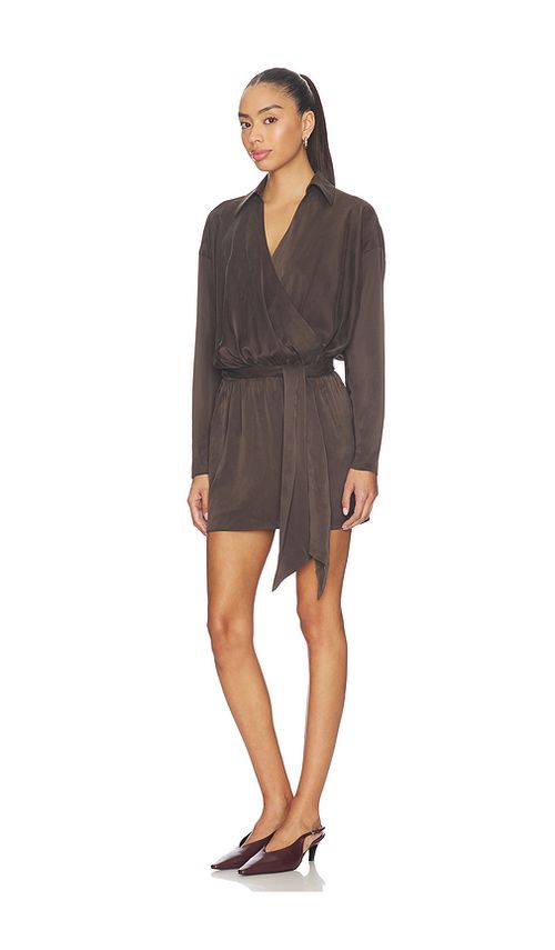 EAVES Gaia Silk Mini Dress in Brown. XS. Also in XXS, S, M