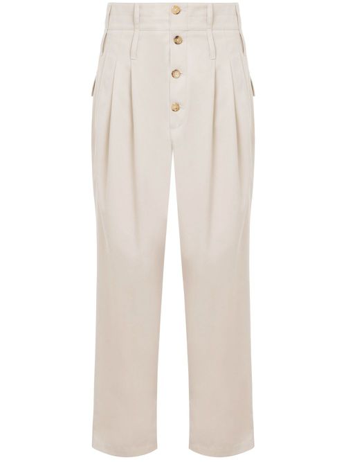 Double-waistband trousers - Neutrals
