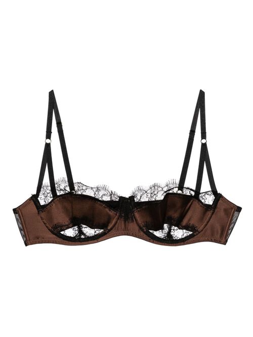 Lace inset balconette bra - Brown