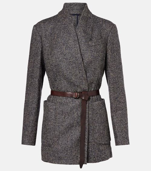 Herringbone Monili wool-blend tweed blazer