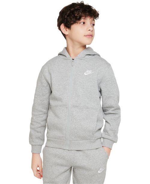 Big Kids Sportswear Club Fleece Full-Zip Hoodie - Dark Grey Heather