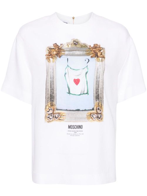 Painting-print crepe blouse - White
