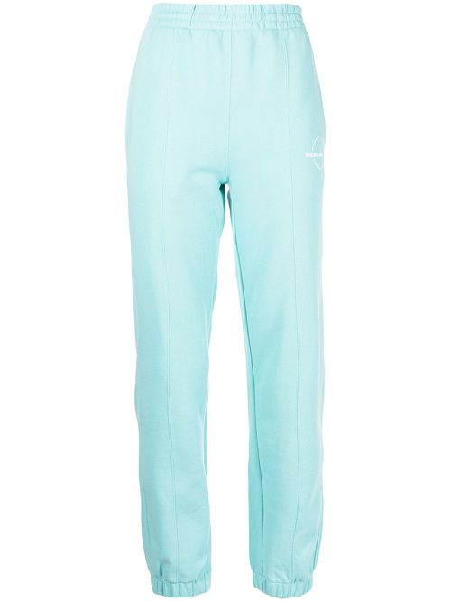 Logo-embroidered cotton track pants - Blue