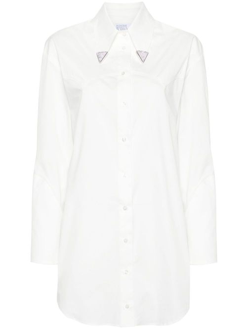 Metal-tips mini shirtdress - White