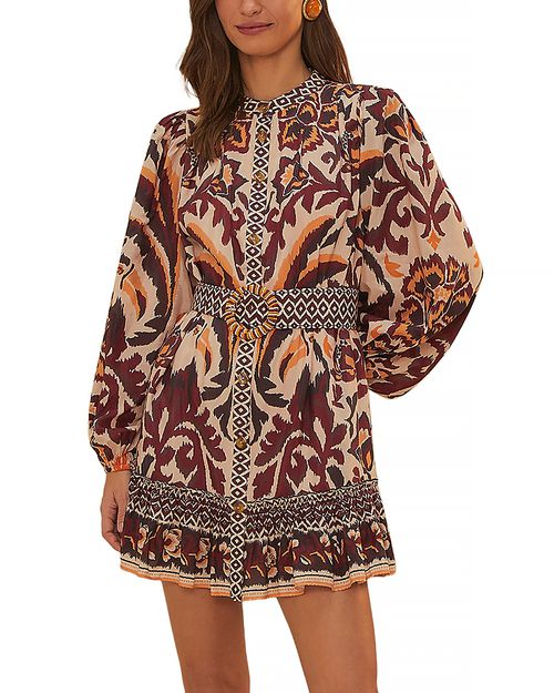 Toucans Scarf Belted Mini Dress