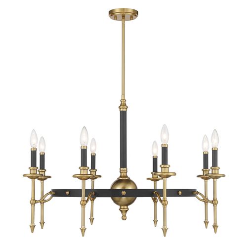 Consulate 8-Light Chandelier in Matte Black and Warm Bra