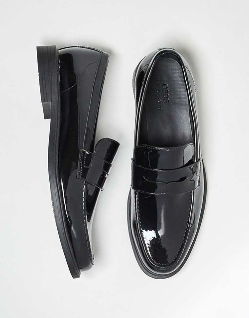 Patent penny loafers in black