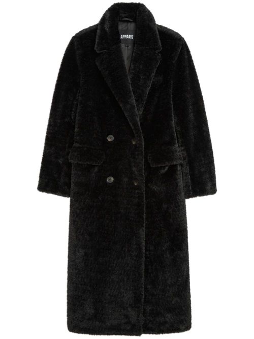 Astrid faux-fur double-breasted coat - Black