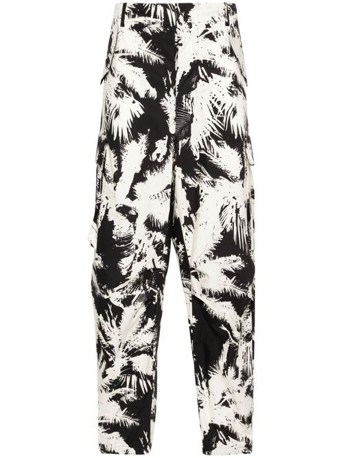 Printed multi-pockets cotton trousers - Neutrals
