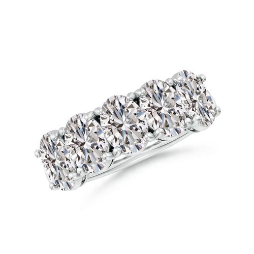 Angara 3.8 Carats Oval Diamond Five Stone Classic Anniversary Ring in Platinum