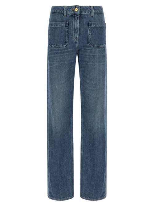 Logo-Embroidered Denim Jeans — blue