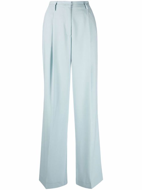 Wide-leg high-waisted trousers - Blue