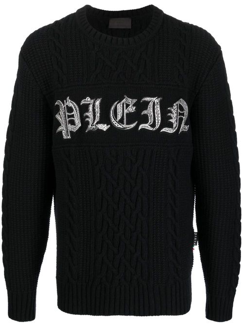 Logo-print wool sweater - Black