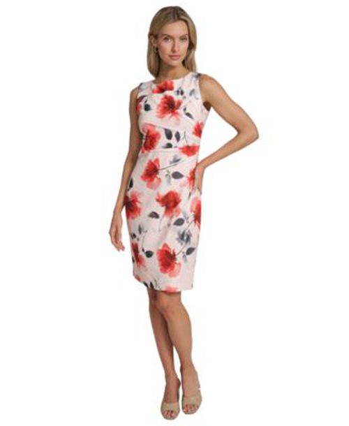 Womens Starburst Crewneck Sheath Dress