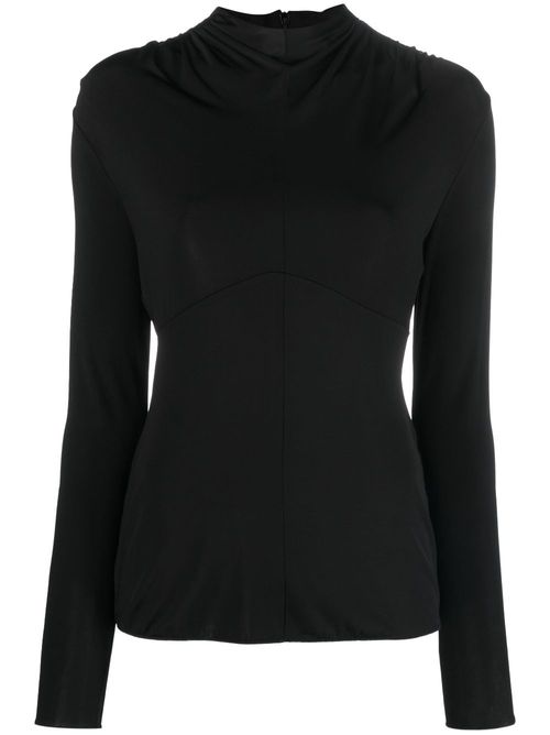 Round-neck long-sleeve top - Black