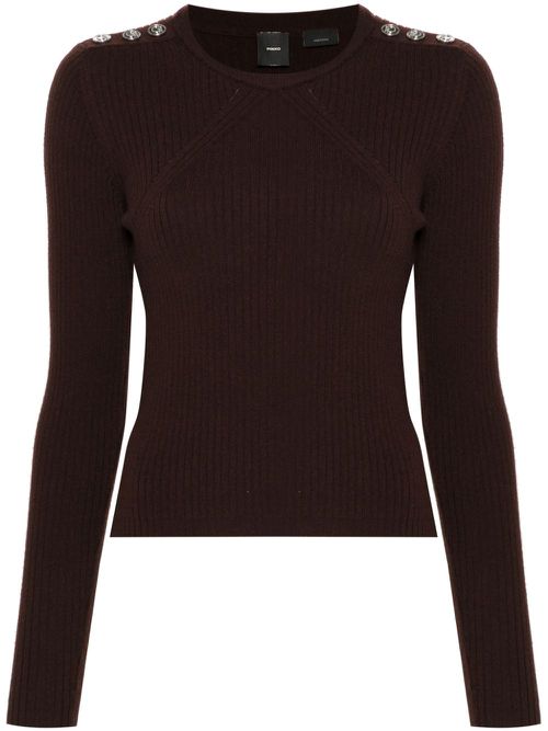 Ribbed-knit top - Brown