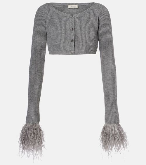 Cropped ribbed-knit wool cardigan