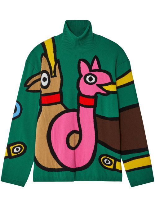 Viper intarsia-knit wool jumper - Green
