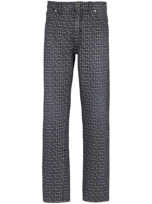 Monogram jacquard straight-leg jeans - Black