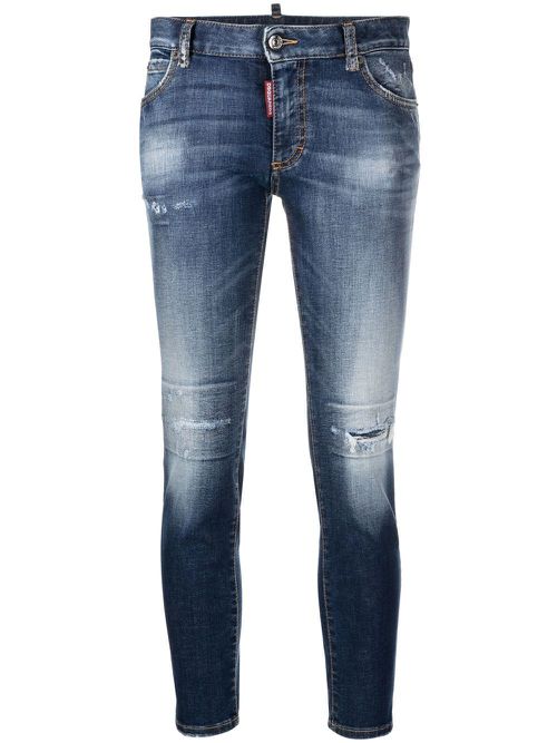 Low-rise skinny-leg cropped jeans - Blue