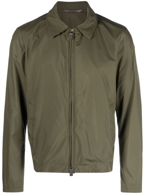 Goatskin zip-up shirt jacket - Green