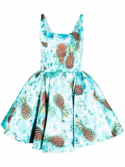 Duchesse pineapple skies-print mini dress