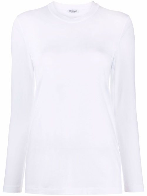 Monili-trim long-sleeve top - White