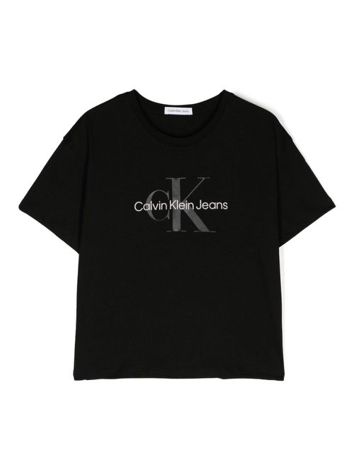 Logo-print drop-shoulder T-shirt - Black