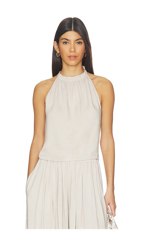 Ripley Rader Linen Tie Back Halter Top in Sand. L also in M