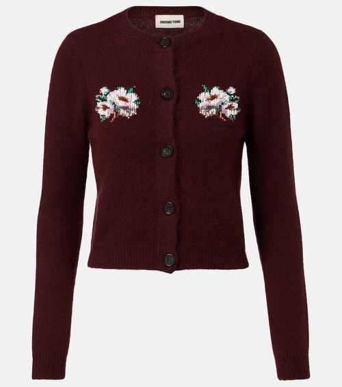 Beaded cashmere and cotton cardigan