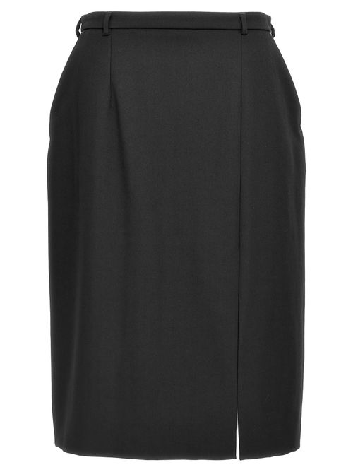 Virgin Wool Midi Skirt — Black