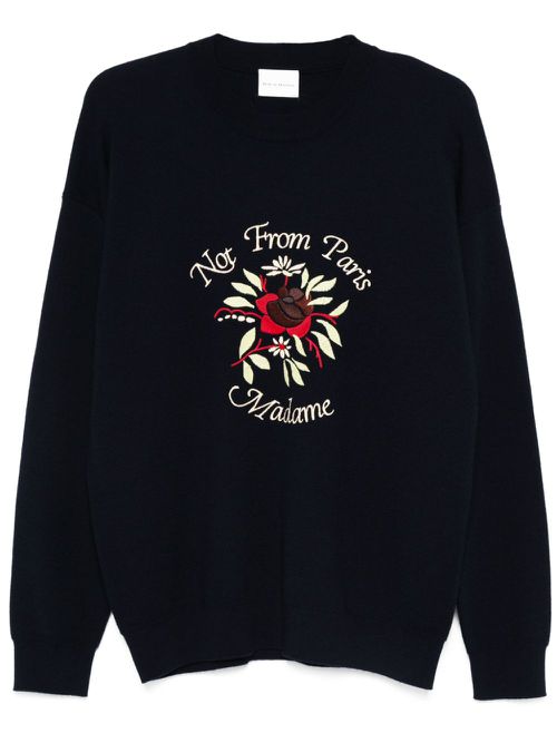 Embroidered-slogan sweater - Blue