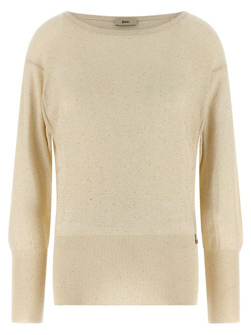 Viscose Blend with Micro Sequin Appliqué Sweater — Beige