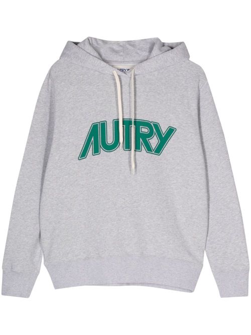 Logo-print cotton hoodie - Grey