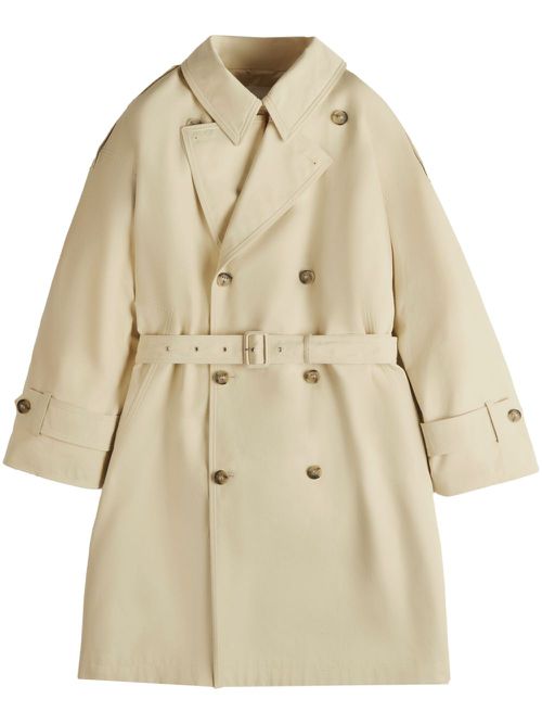 Leather-detail trench coat - Neutrals