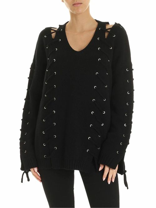 Black pullover with corset details