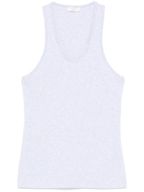 Bead-Embellished Tank Top — White