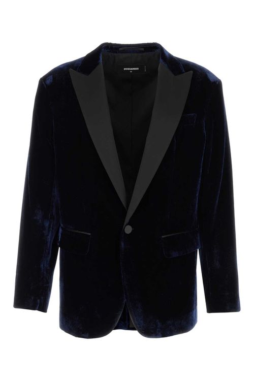 Midnight Blue Velvet Blazer