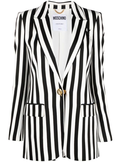 Striped satin blazer - Black