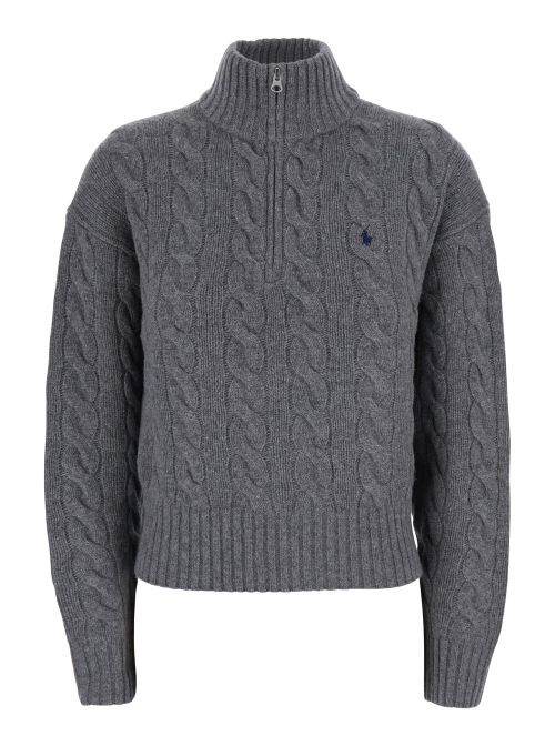 Cable-Knit Wool-Blend Sweater — Gray