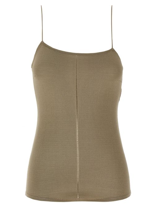 Viscose Perforated Tank Top — Beige