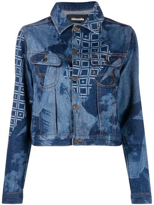 Graphic-print denim jacket - Blue