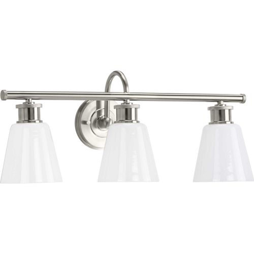 Brushed Nickel Three Light Bath Bracket from the Ashford Collection