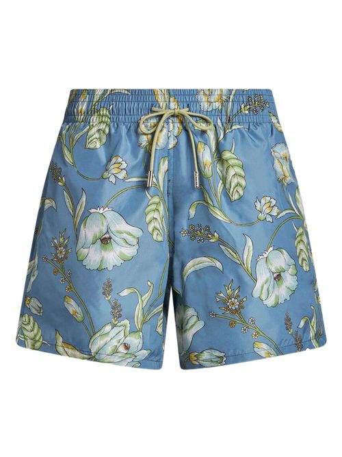 Floral print swim shorts - Blue