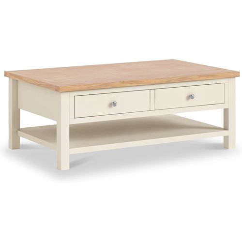 Farrow XL Coffee Table with 2 Drawers | White Cream Grey | Roseland
