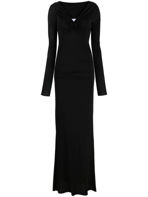 V-neck Bardot-sleeves dress - Black