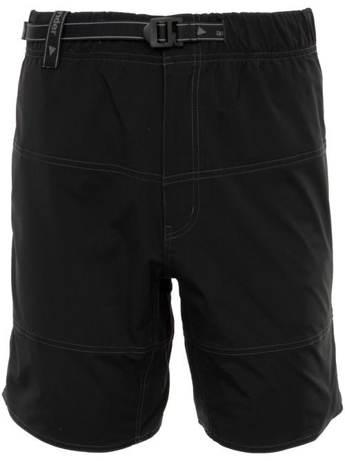 Contrast-stitch belted shorts - Black
