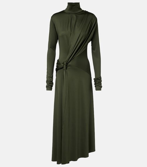 Gathered turtleneck midi dress
