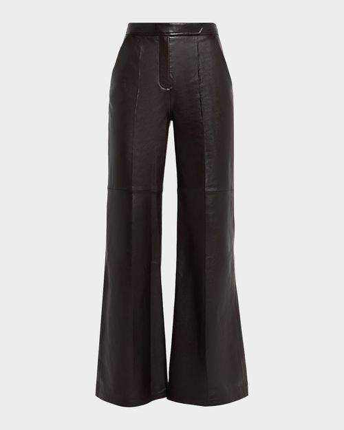 Sleek Statement Flare-Leg Leather Pants